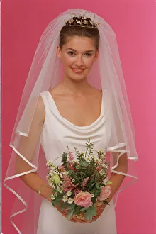 Brides Wedding Make Up Feature July 1999 Model wearing Wedding Dress