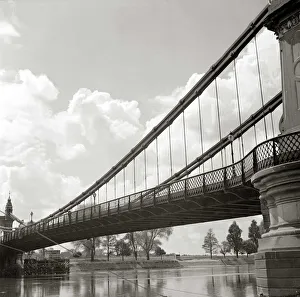 Towns And Villages Prints: Bridge across the river Hammersmith Fulham Boundary Deserted peaceful