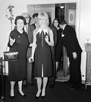 Brigitte Bardot (30) & Antony Perkins (31) pictured during photocall press conference