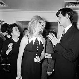 Brigitte Bardot (30) & Antony Perkins (31) pictured during photocall press conference