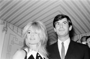 Brigitte Bardot (30) & Antony Perkins (31) pictured during photocall press conference