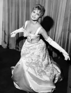 Kneeling Prints: Brigitte Bardot French actress in ball gown October 1956
