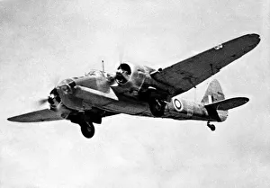 Bomber Prints: The Bristol Blenheim Mark V high speed fighter bomber in flight during the North African