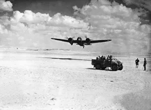 A Bristol Blenheim of the RAF Middle East Command flies over a British long range desert