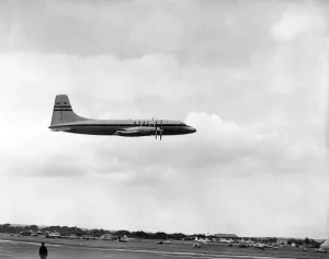 Air Show Prints: The Bristol Britannia MK100 in flight during the Farnborough air-show