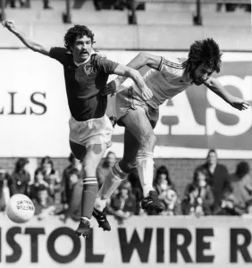 Bristol City v Aston Villa league match at Ashton Gate April 1977