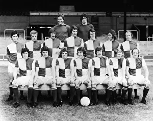 Bristol Rovers football team pose for a team group at their Eastville Stadium home