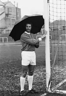 Bristol Rovers top goalscorer with 11 goals Robin Stubbs writing the score on the post