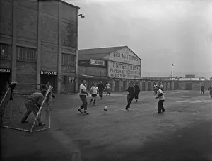 Bristol Rovers train outside the snowbound Eastville Stadium. 23 January 1963