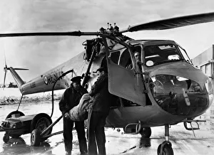 Air Force Prints: A Bristol Sycamore HR14 Search and Rescue helicopter seen here being refuelled at RAF