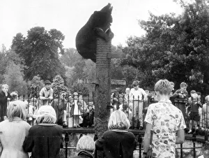 Bear Prints: Bristol Zoo, children gathered around the bear pit 1st June 1965