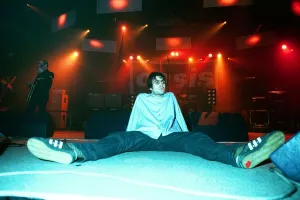 Brit pop band Oasis perform in concert at the Whitley Bay Ice Rink 19 / 01 / 96