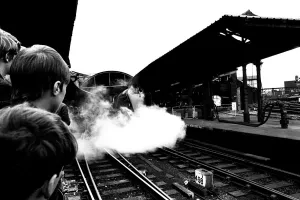 One of Britains fastest steam locomotives the Sir Nigel Gresley stops