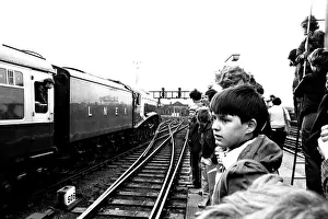 One of Britains fastest steam locomotives the Sir Nigel Gresley stops