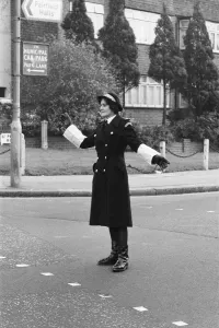 01025 Prints: Britains first Traffic Warden to control traffic as opposed to booking cars for