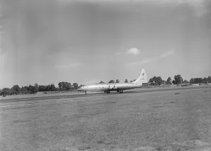 Britains giant airliner Brabazon on her maiden flight September 1949