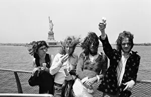 One of Britains top pop groups Slade are pictured on their way to visit the Statue