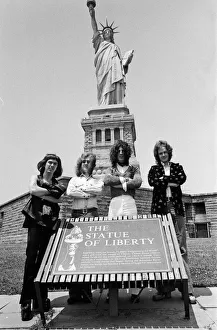 One of Britains top pop groups Slade are pictured on their way to visit the Statue