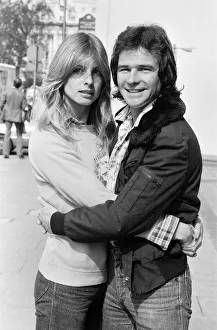 Rider Prints: Britiains World Motorcycle racing Champion Barry Sheene pictured with girlfriend