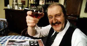 British actor Gorden Kaye stars in BBC TV series Allo Allo