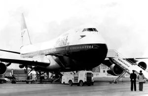 Airliner Prints: A British Airways Boeing 747 Jumbo Jet at Newcastle Airport