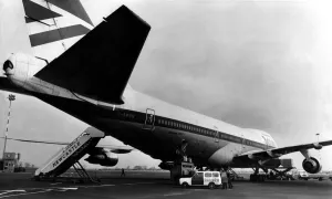 A British Airways Boeing 747 Jumbo Jet at Newcastle Airport