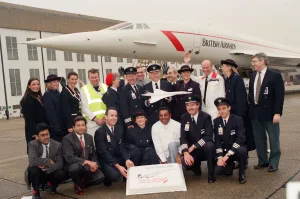 01158 Prints: British Airways Concorde 20th Birthday is celebrated with champagne and a cake