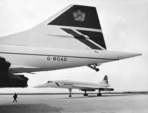 Two British Airways Concorde aircraft seen here at Liverpool Speke Airport