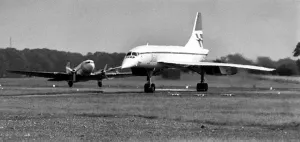 00347 Prints: A British Airways Concorde airliner / aircraft lands at Newcastle Airport