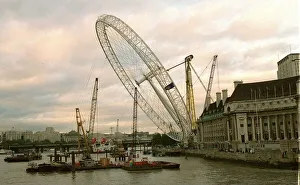 Ferris Wheel Prints: The British Airways London Eye Oct 1999 A giant ferris wheel dominates
