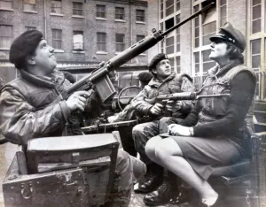 British Army Northern Ireland Soldiers on Patrol taking part in a search