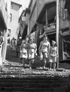 00075 Prints: A British army soldiers of the 14th Army walks around the town of Simla in India with