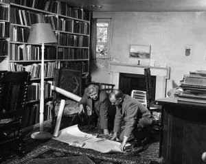 British author Agatha Christie with her husband Professor Max Mallowan at their home