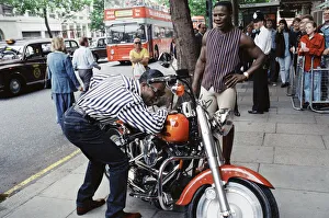 British boxers Chris Eubank and Nigel Benn attend a press conference in Aldwych