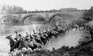 Images Dated 13th September 2012: British cavalry watering their horses at a river in France