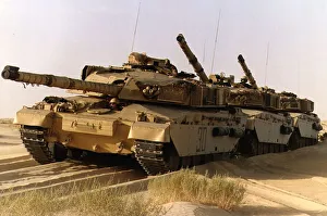 British Challenger tanks seen here preparing for operation Desert Storm in the western