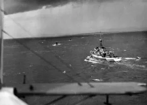 Surrender Prints: The British corvette Launceston Castle following a trail of U-Boats into Scapa after
