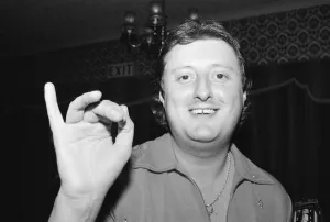 British dart player Eric Bristow poses at the Embassy World Professional Darts