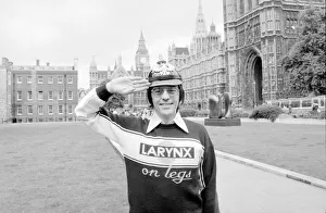 Saluting Prints: British Forces network disc jockey Tommy Vance gives the salute August 1978