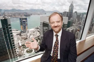 British Foreign Secretary Robin Cook pictured in his hotel suite on the 51st floor of