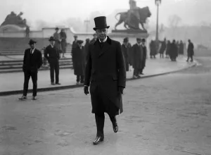British Home Secretary Sir William Joynson-Hicks leaves Buckingham Palace as