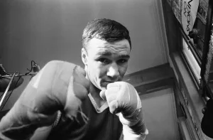 British lightweight champion boxer Dave Charnley training in preparation for his title
