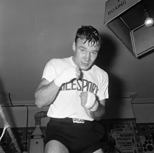 British lightweight champion boxer Dave Charnley training at Thomas A