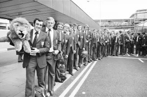 British Lions seen here at Heathrow Airport on their way to New Zealand 10th May 1977