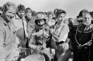 British Motorcycle road racer Barry Sheene in action during his final race