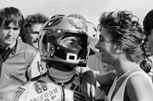 British Motorcycle road racer Barry Sheene in action during his final race