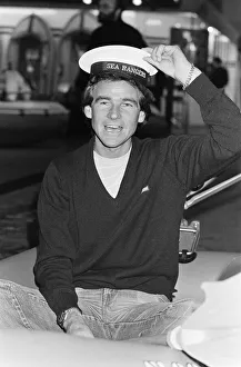 British Motorcycle road racer Barry Sheene attends the Boat Show exhibition at Earls