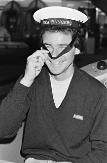 British Motorcycle road racer Barry Sheene attends the Boat Show exhibition at Earls