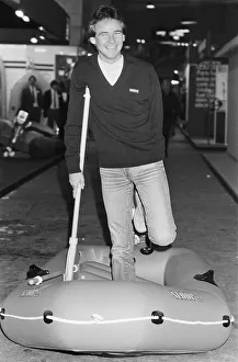 British Motorcycle road racer Barry Sheene attends the Boat Show exhibition at Earls