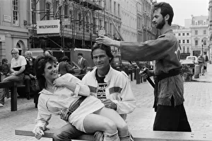 British Motorcycle road racer Barry Sheene attends a photocall at Covent Garden market to